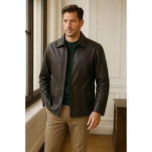 Vintage XL‎ Remy Black Leather Mens Bomber Jacket Buttery Soft Boxy Biker Moto